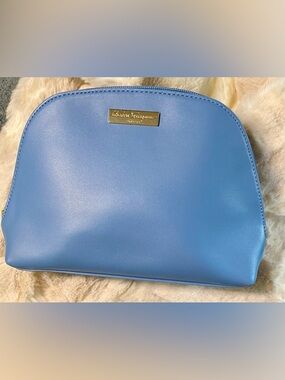 Salvatore Ferragamo Light Blue Leather Crossbody Pouch